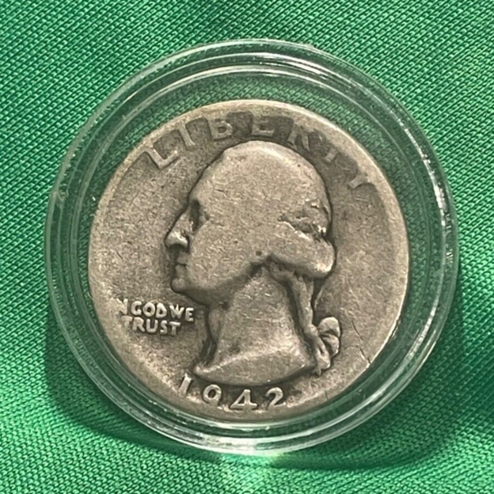 1942 P  USA President Washington OLD Silver Quarter Coin #205019641192